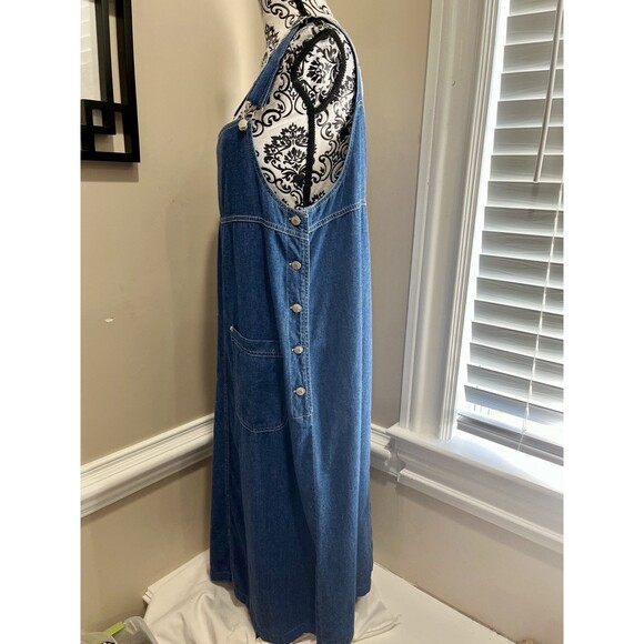 UM & Company Vintage Y2K Overalls Jumper Dress Womens M Blue Denim Grunge Modest - Picture 4 of 11